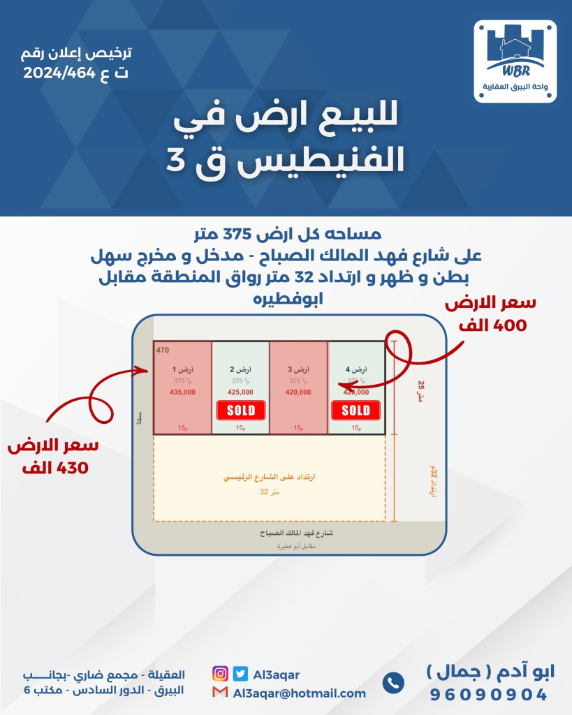 أرض  للبيع في الفنيطيس