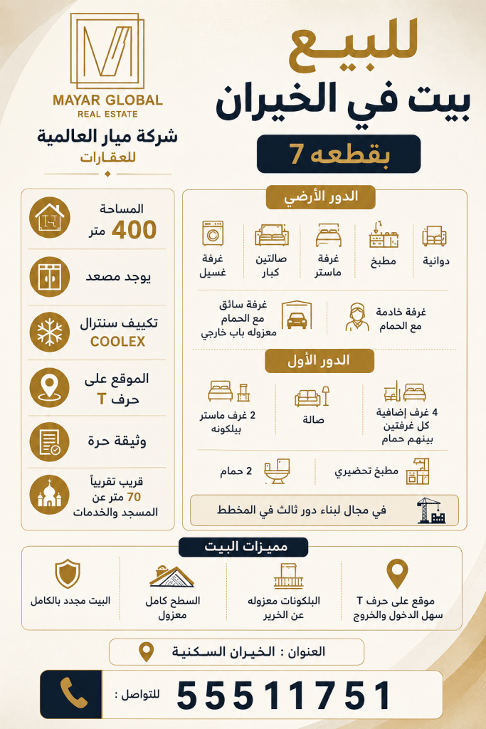 بيت  للبيع في الخيران السكنية