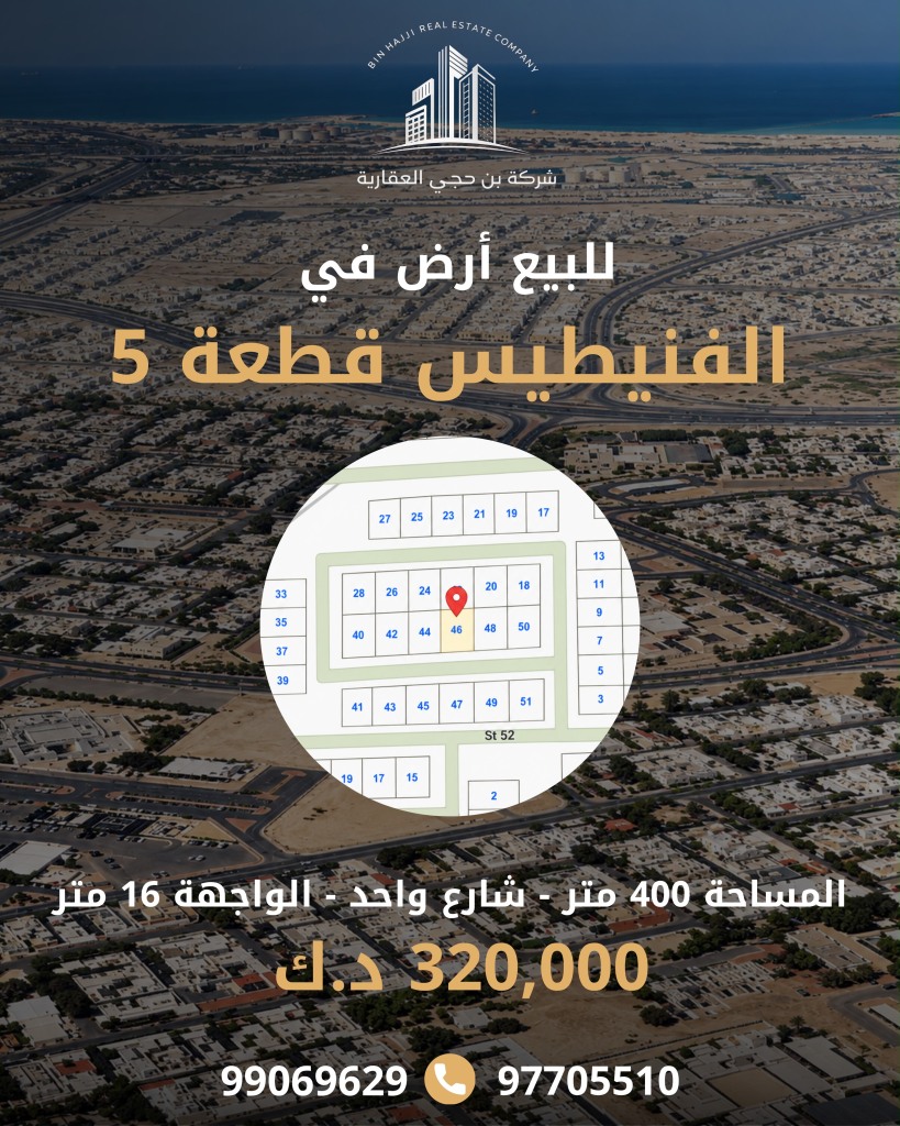 أرض  للبيع في الفنيطيس