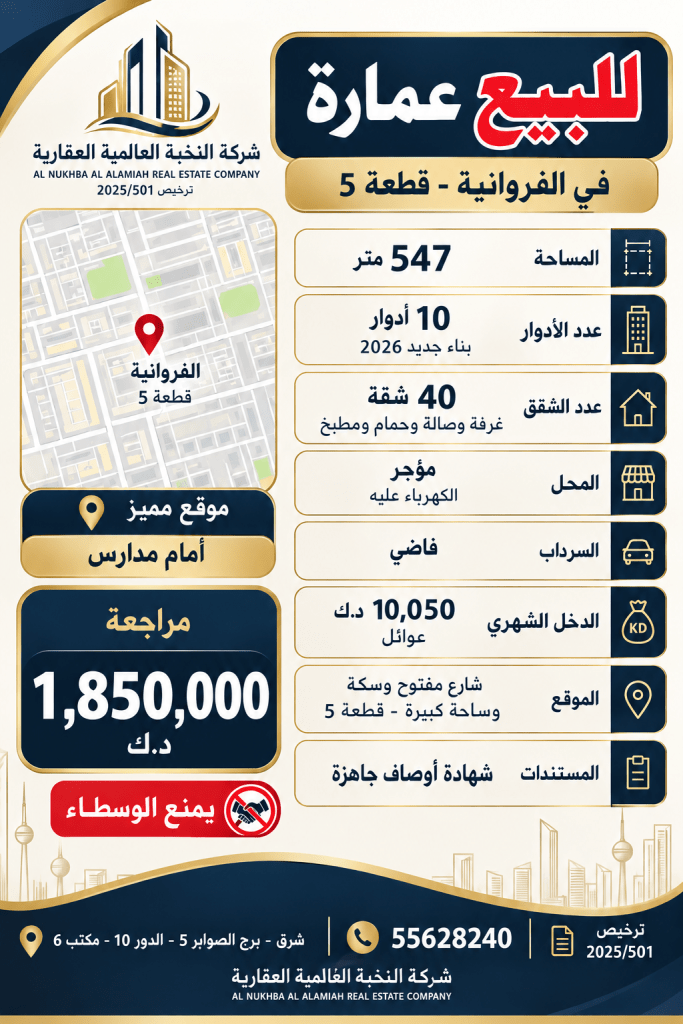 عمارة  للبيع في الفروانية