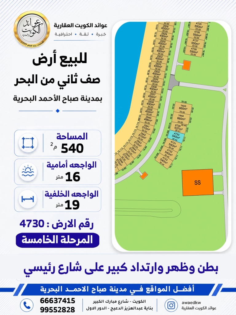 أرض  للبيع في صباح الأحمد البحرية - الخيران