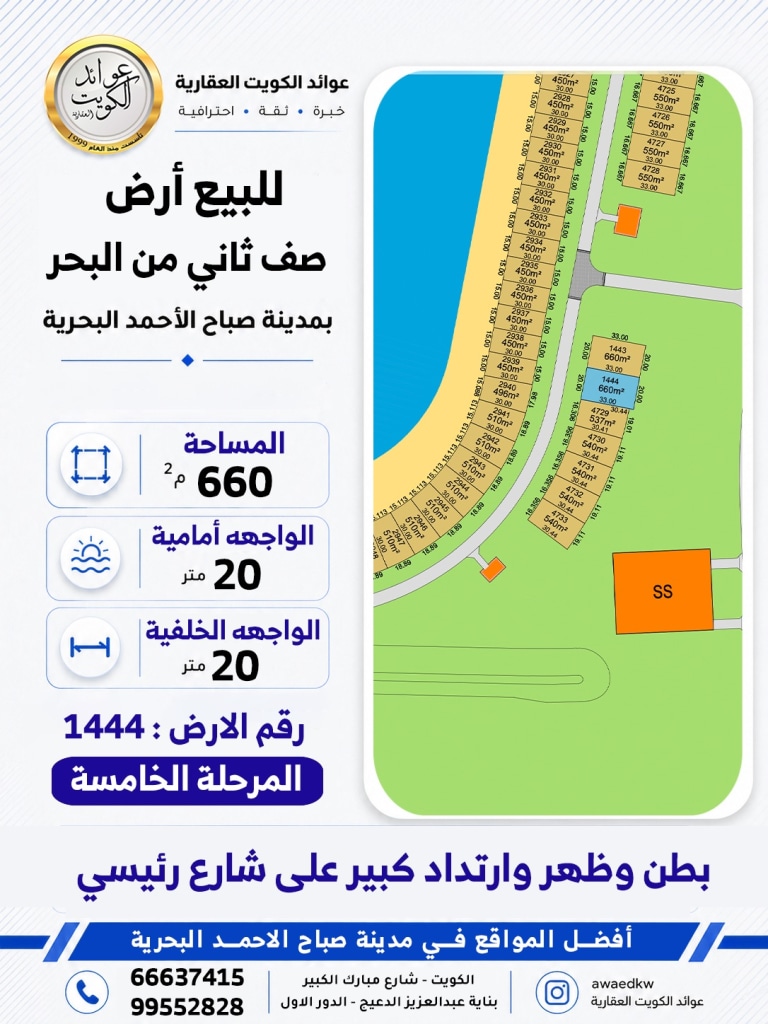 أرض  للبيع في صباح الأحمد البحرية - الخيران